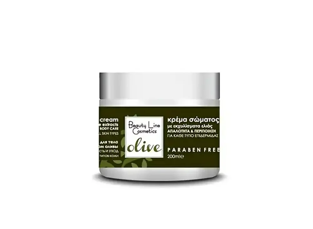 Beauty Line Κρέμα Σώματος σε Βάζο, με Εκχύλισμα και Άρωμα Ελιάς, Ρarabens Free (200ml)