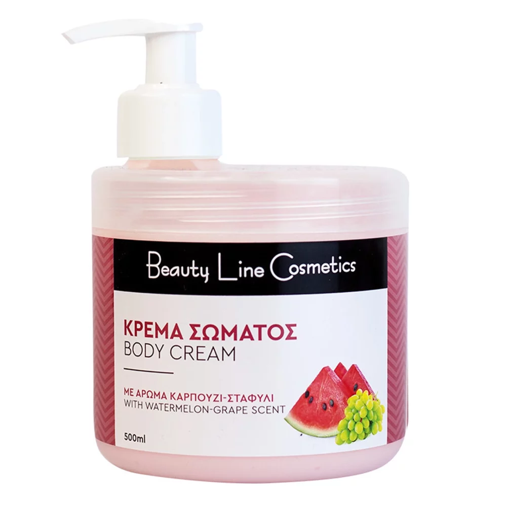 Beauty Line - Κρέμα Σώματος με Άρωμα Καρπούζι- Σταφύλι σε Βάζο με Αντλία 500ml