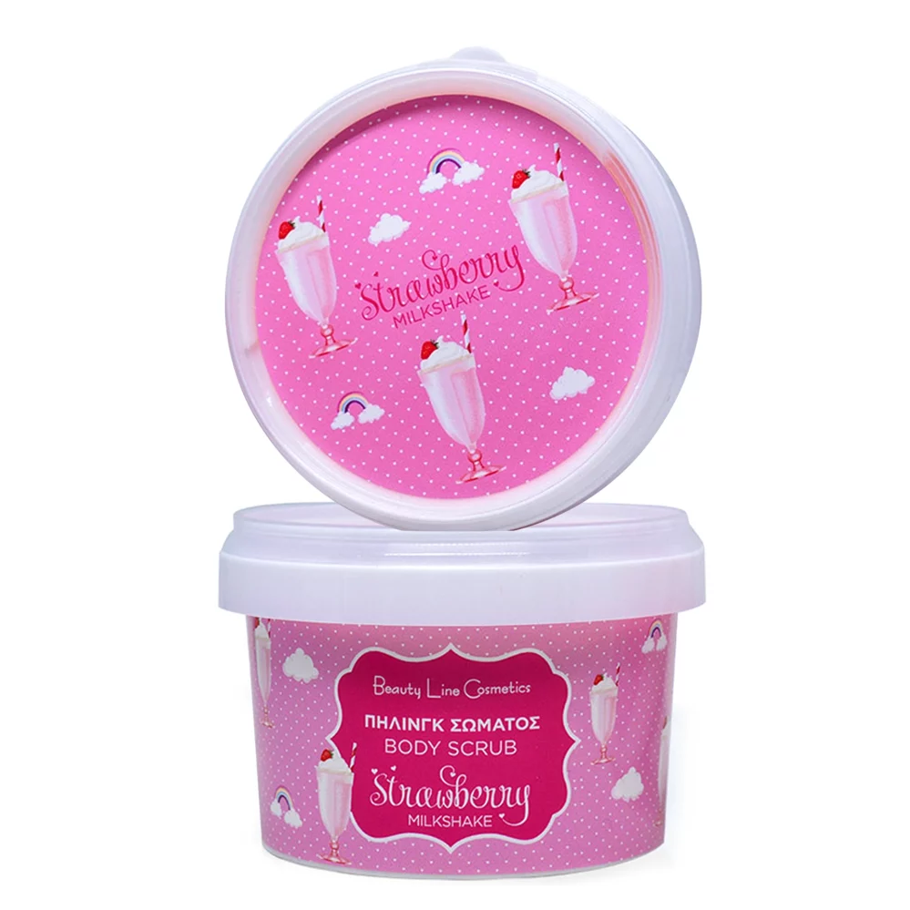 Beauty Line - Πήλινγκ Σώματος με Άρωμα Milkshake Strawberry 250ml